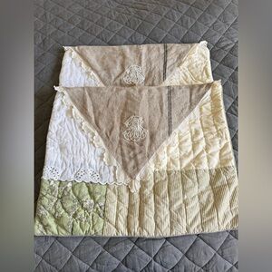 Soft Surroundings Quilted Pillow Sham Cottagecore Lace Linen Cotton Floral Stand